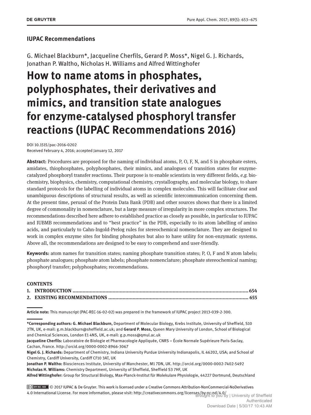 How to Name Atoms in Phosphates, Polyphosphates, Their Derivatives and Mimics, and Transition State Analogues for Enzyme-Catalys