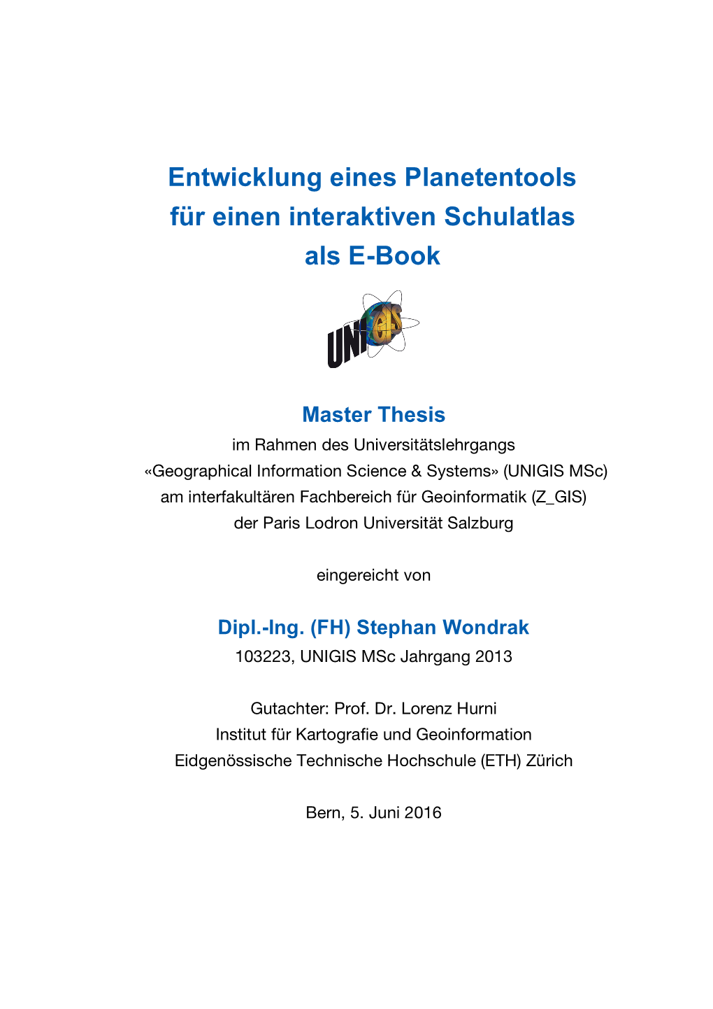 Entwicklung Eines Planetentools Für Einen Interaktiven Schulatlas Als E-Book