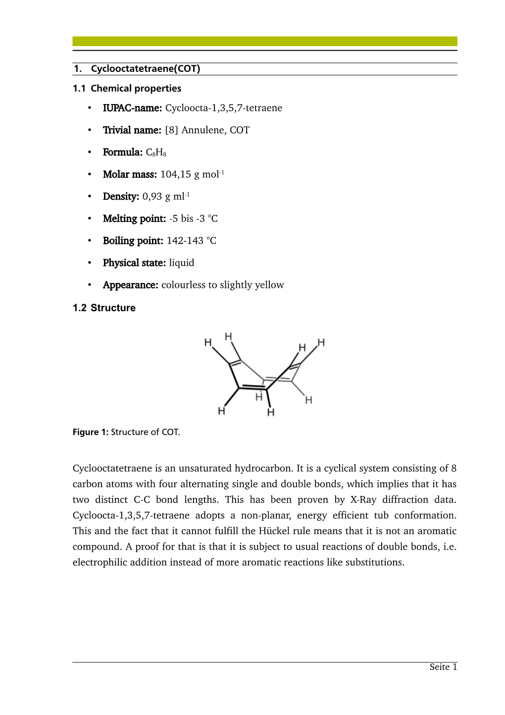 1. Cyclooctatetraene(COT) 1.1 Chemical Properties