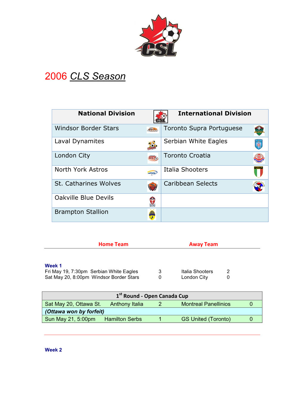 2006 CLS Season