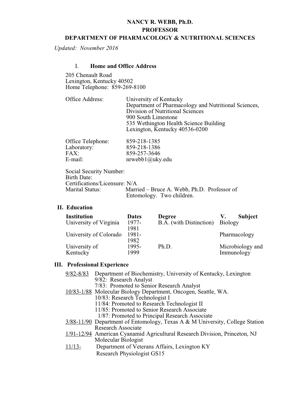 Department of Pharmacology & Nutritional Sciences