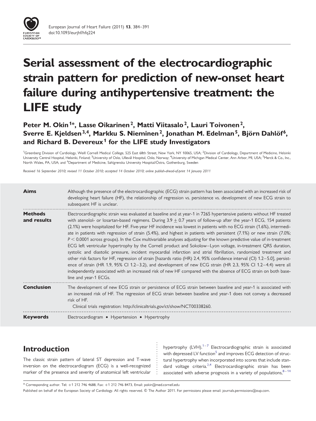 Serial Assessment of the Electrocardiographic Strain Pattern for Prediction of Newonset Heart Failure During Antihypertensive Tr