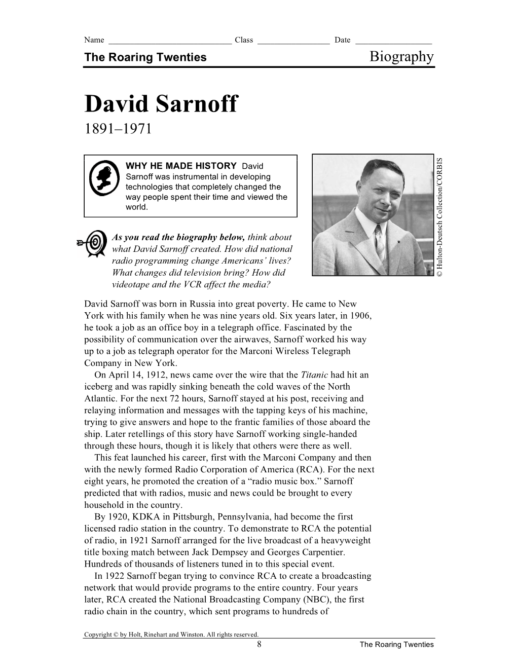 David Sarnoff 1891–1971