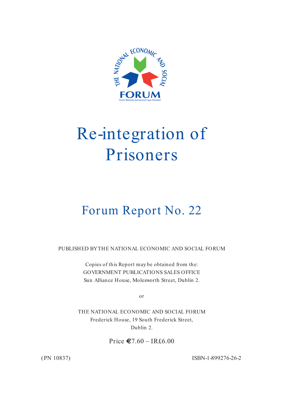 Re-Integration of Prisoners