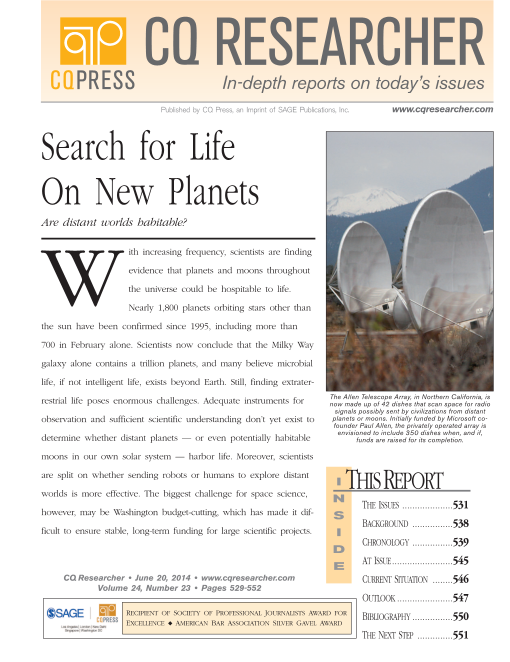 CQR Search for Life on New Planets