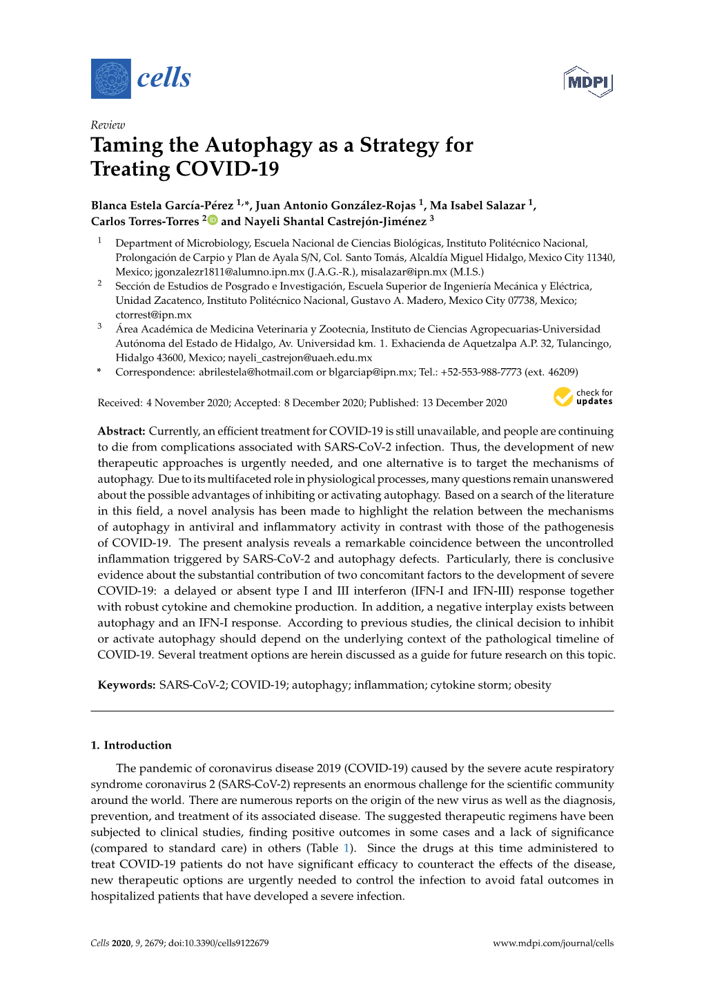 Taming the Autophagy As a Strategy for Treating COVID-19