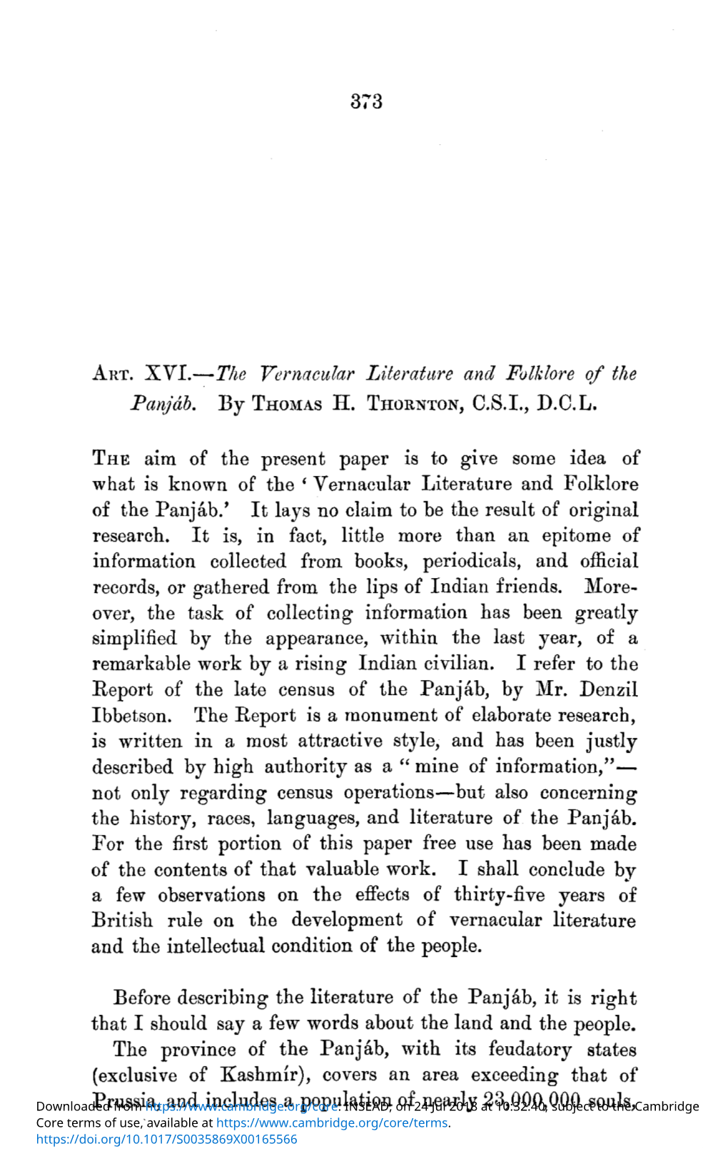 Art. XVI.—The Vernacular Literature and Folklore of the Panjáb