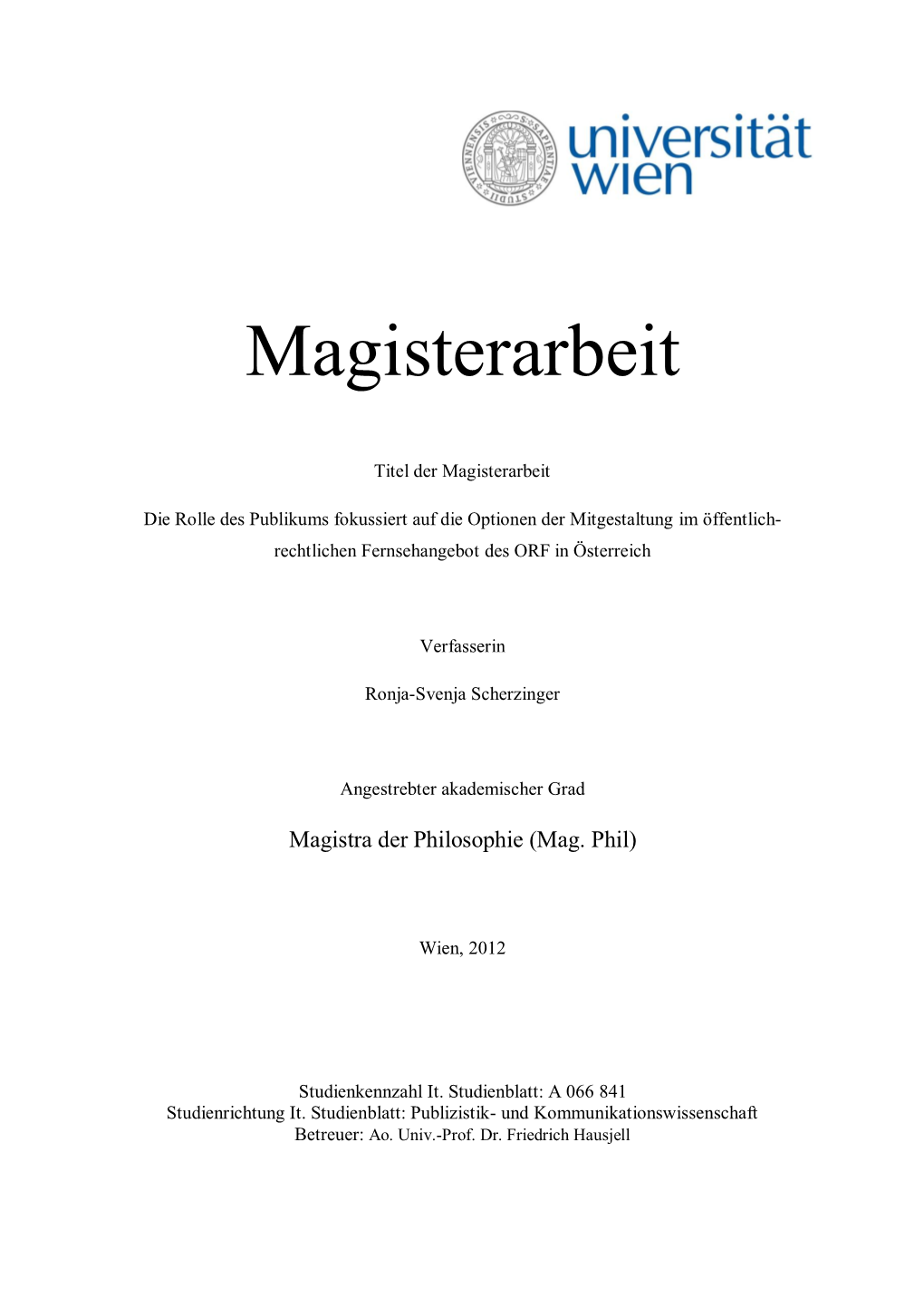 Magisterarbeit