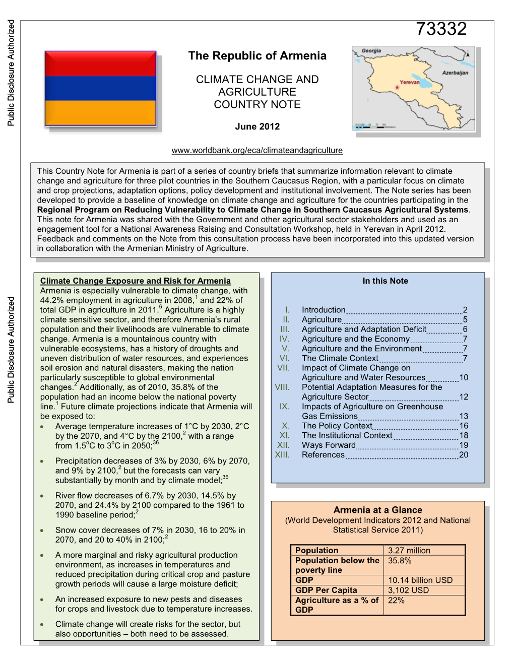 Climate Change and Agriculture Country Note