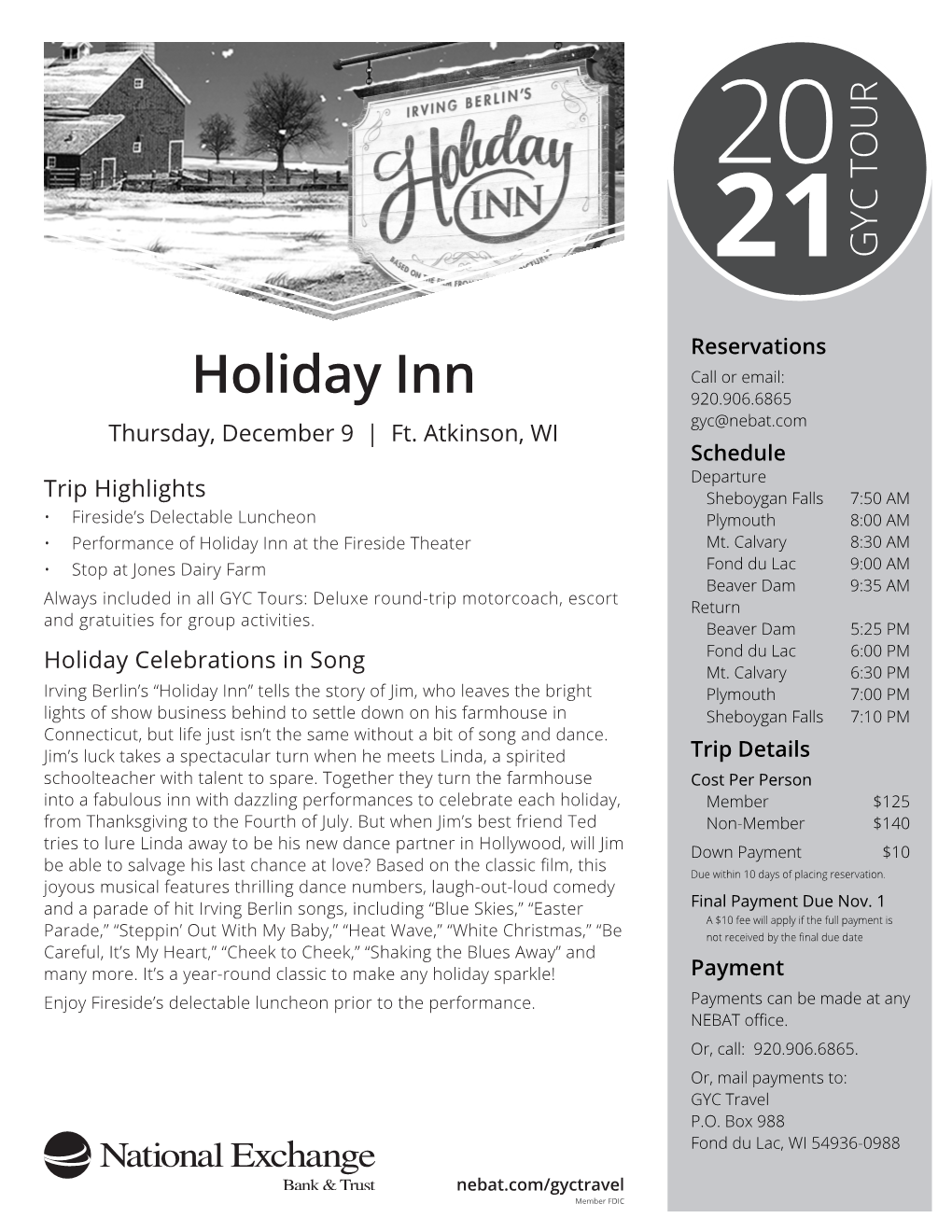 Holiday Inn 920.906.6865 Gyc@Nebat.Com Thursday, December 9 | Ft