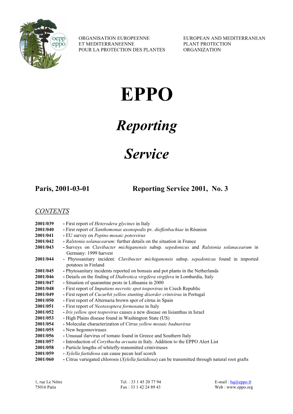 Reporting Service 2001, No