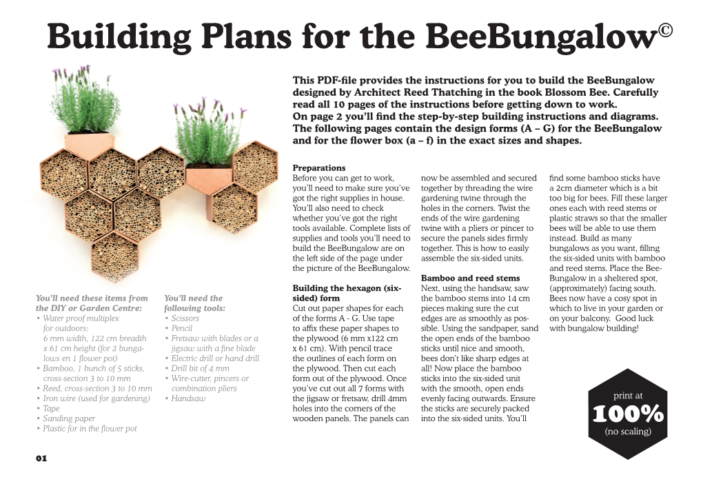 Building Plans for the Beebungalow©