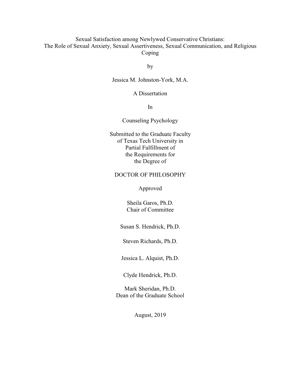 Sexual Satisfaction Among Newlywed Conservative Christians: the Role of Sexual Anxiety, Sexual Assertiveness, Sexual Communication, and Religious Coping