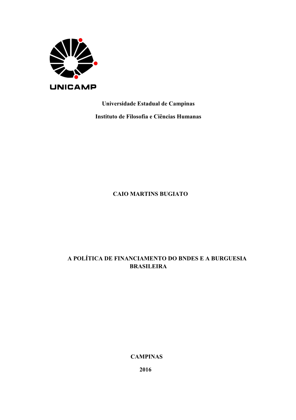 Universidade Estadual De Campinas Instituto De Filosofia E Ciências