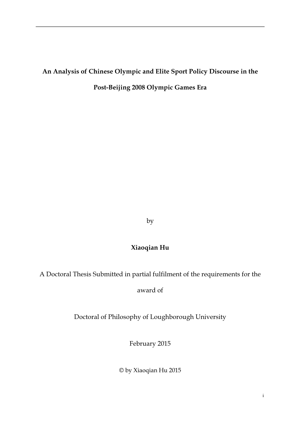 An Analysis of Chinese Olympic and Elite Sport Policy Discourse in The