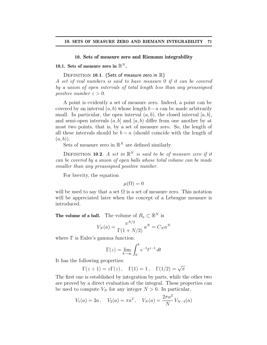 Sets of Measure Zero in RN