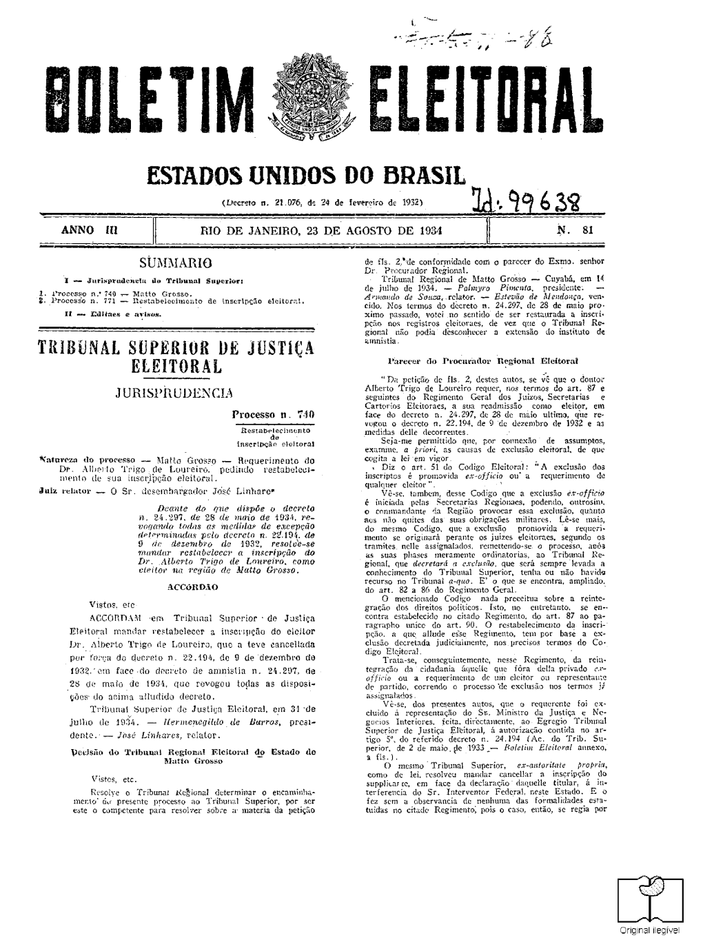 Estados Unidos Do Brasil Tribunal Superior De