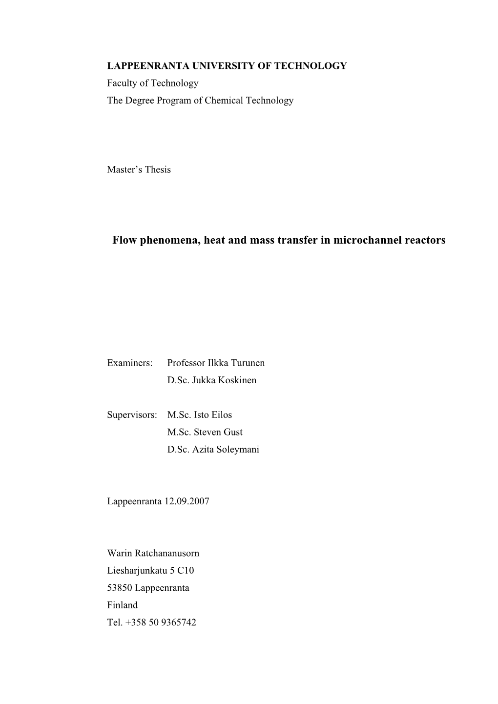 Flow Phenomena, Heat and Mass Transfer in Microchannel Reactors