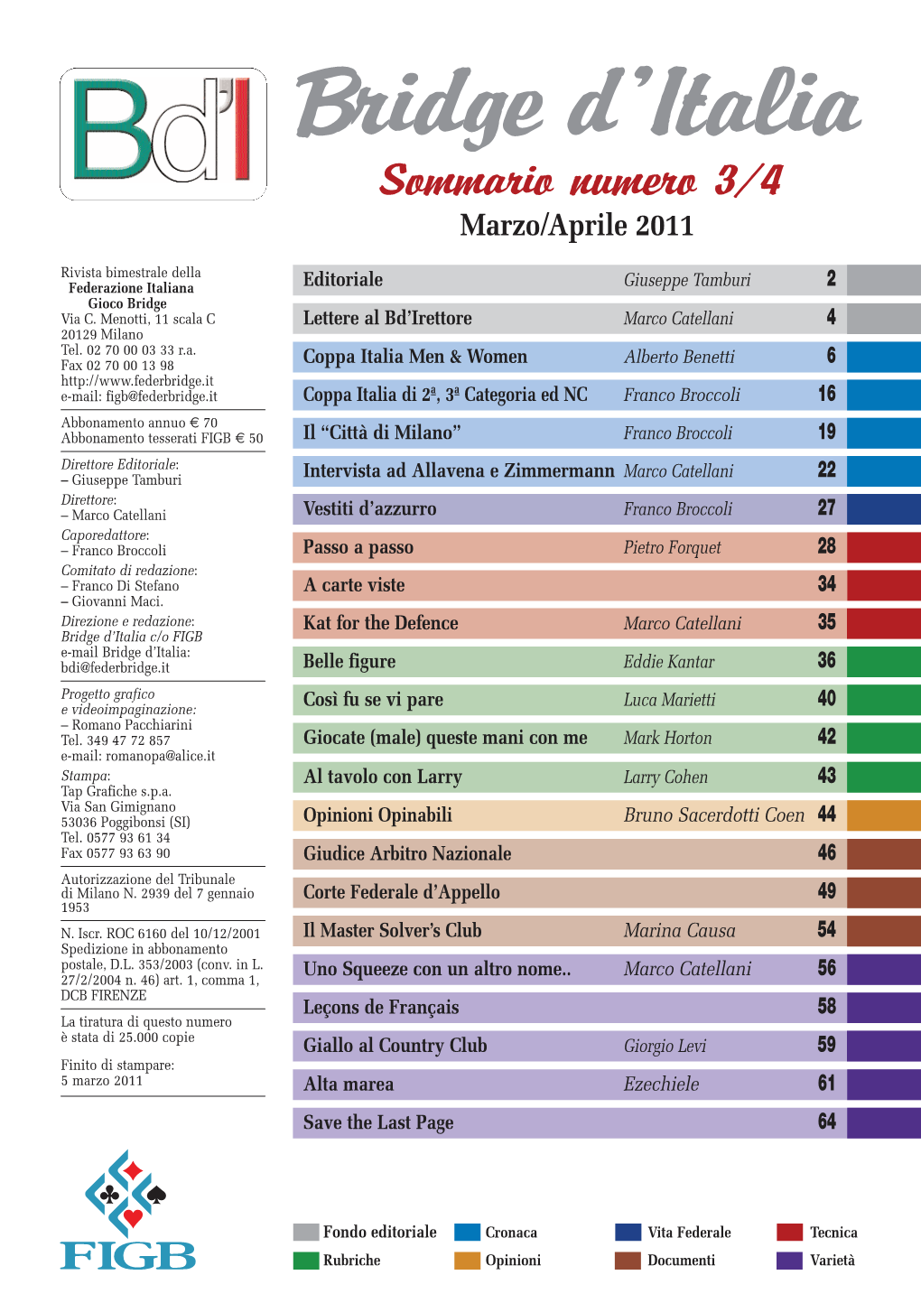 Sommario Numero 3/4 Marzo/Aprile 2011