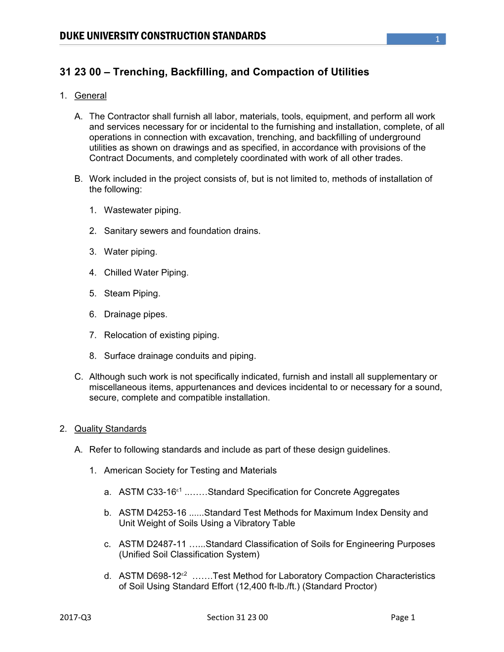 Duke University Construction Standards 1