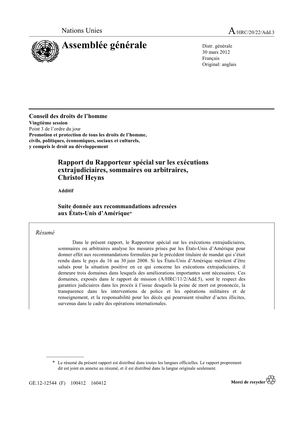 Assemblée Générale Distr