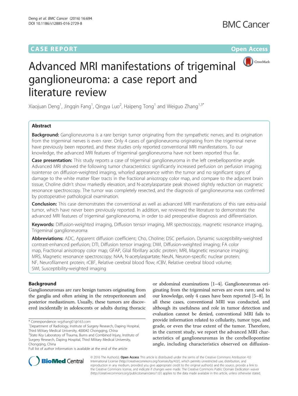 Advanced MRI Manifestations of Trigeminal Ganglioneuroma