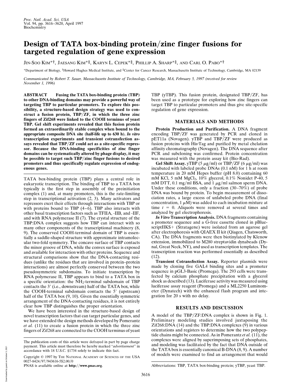 Design of TATA Box-Binding Protein/Zinc Finger Fusions For