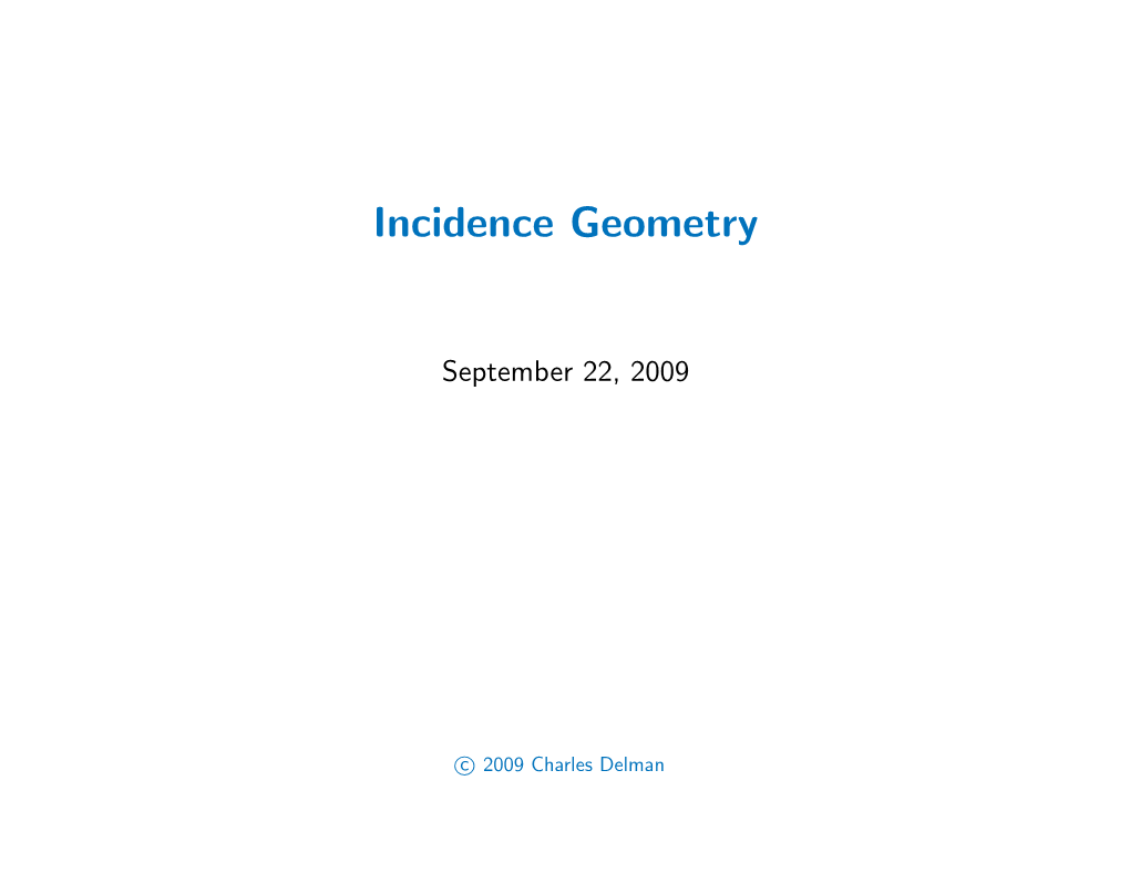 Incidence Geometry