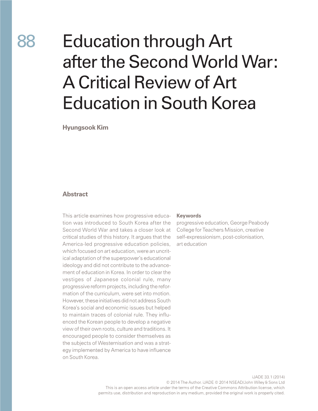 A Critical Review of Art Education in South Korea