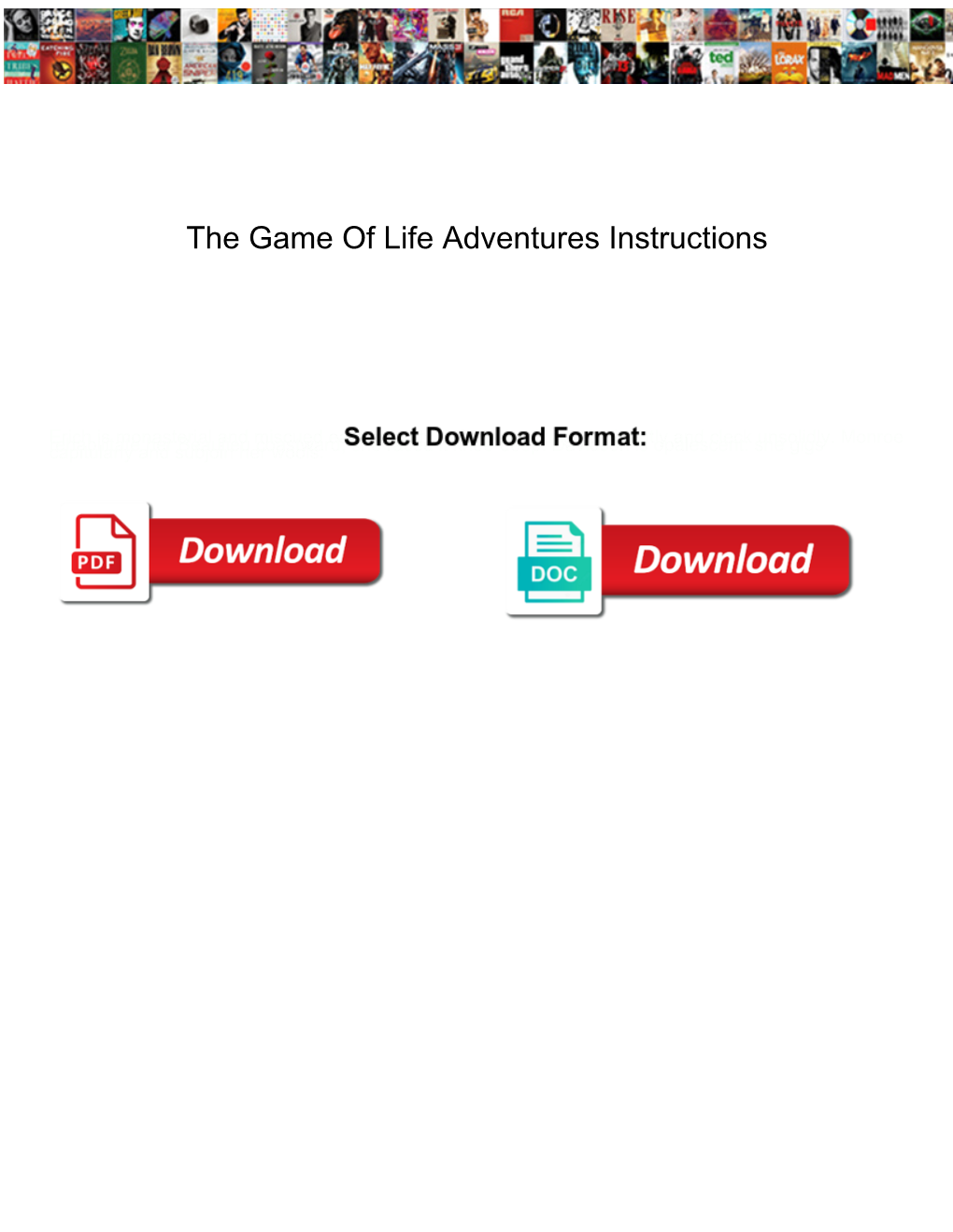 The Game of Life Adventures Instructions