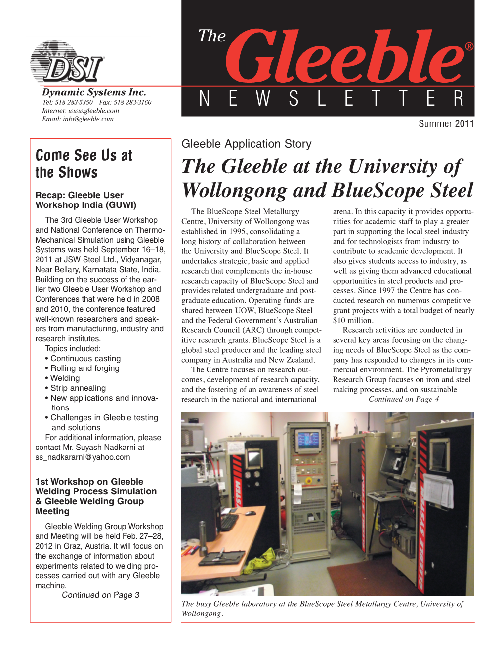 The Gleeble at the University of Wollongong and Bluescope Steel