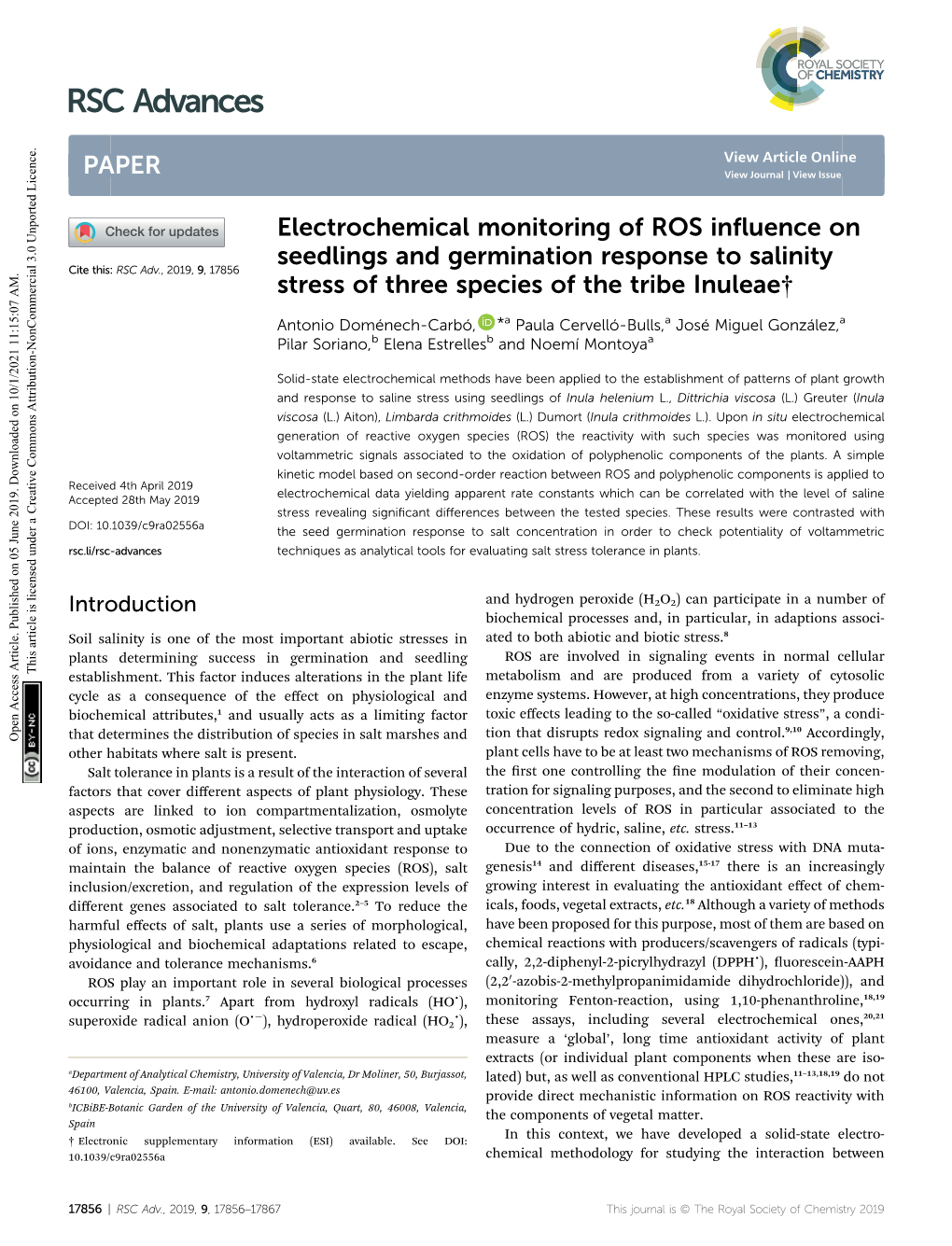 Electrochemical Monitoring of ROS Influence on Seedlings And