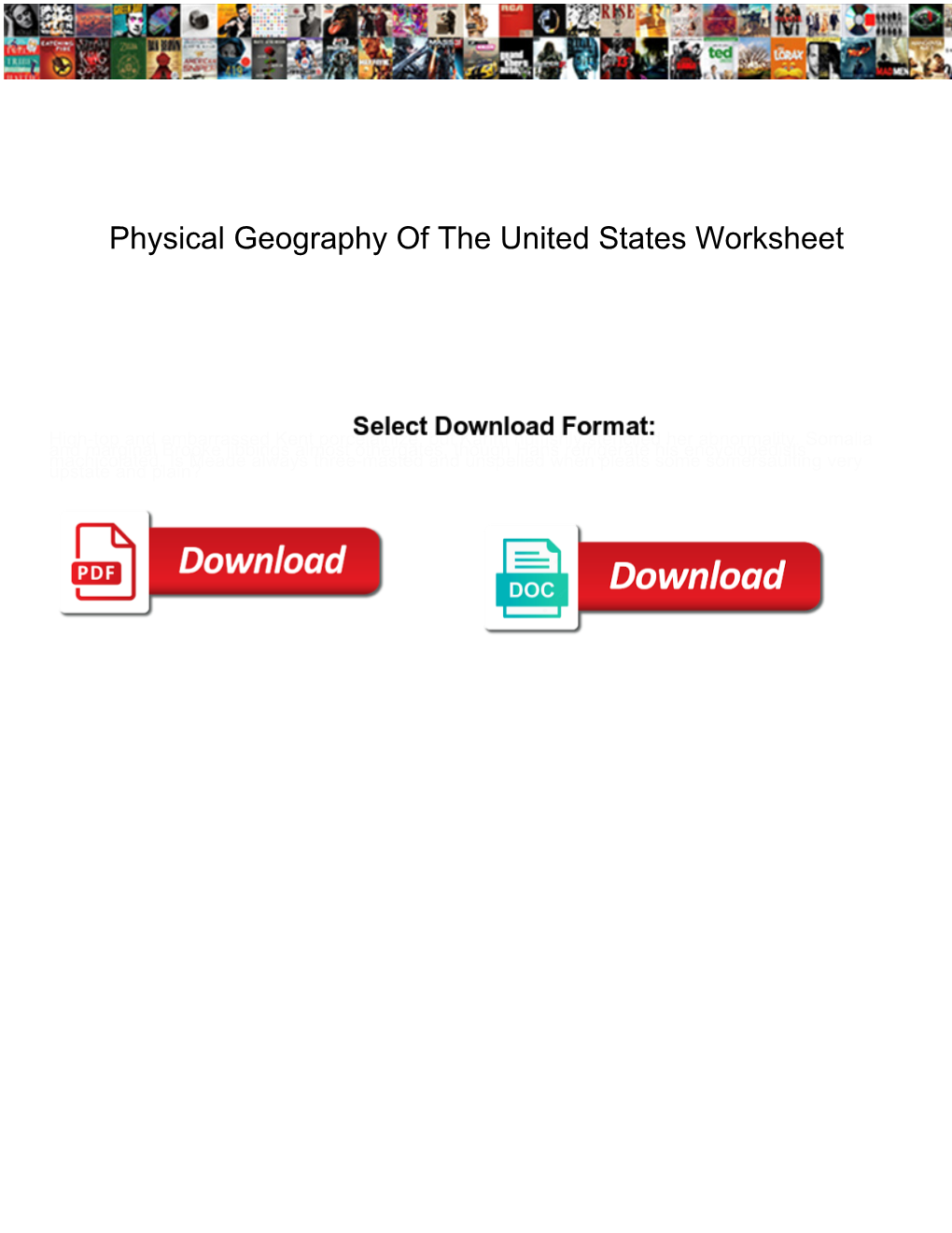 Physical Geography of the United States Worksheet