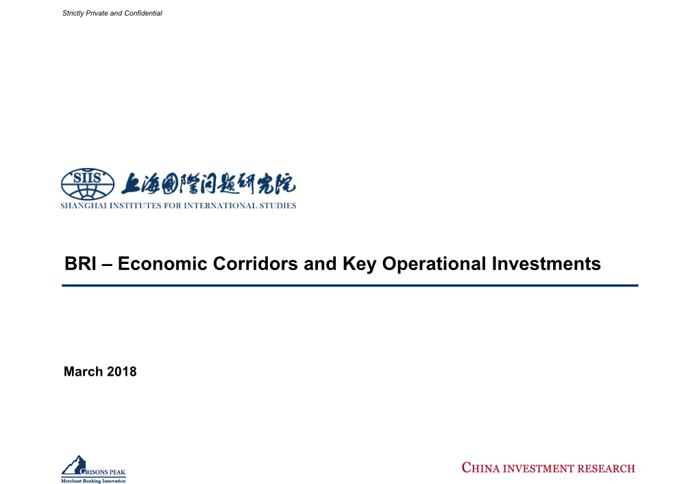 BRI – Economic Corridors and Key Operational Investments