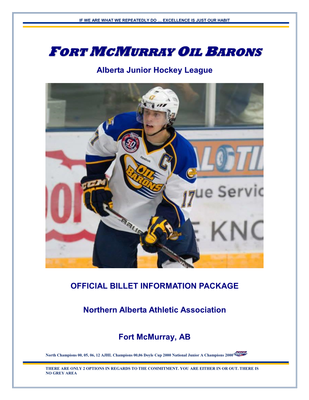 Fort Mcmurray Oil Barons Player Conduct and 7 FORT MCMURRAY Expectations OIL BARONS