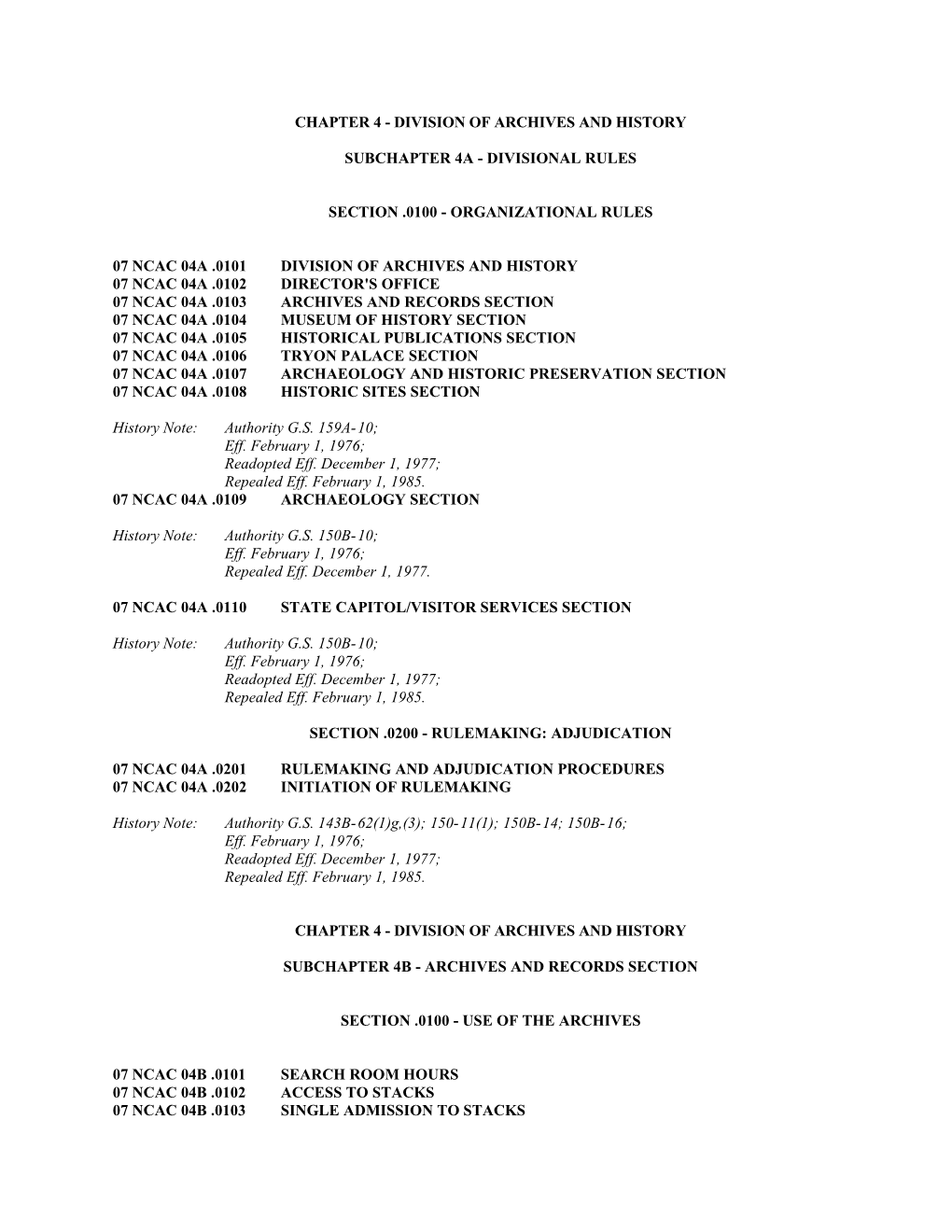 Chapter 4 Division of Archives and History