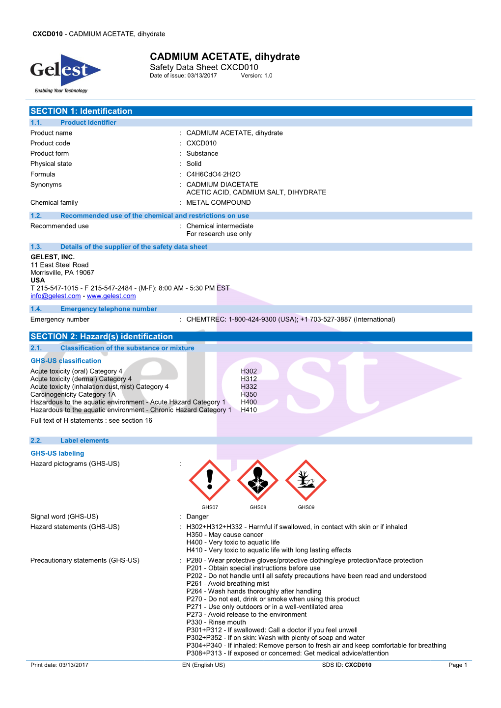 CADMIUM ACETATE, Dihydrate