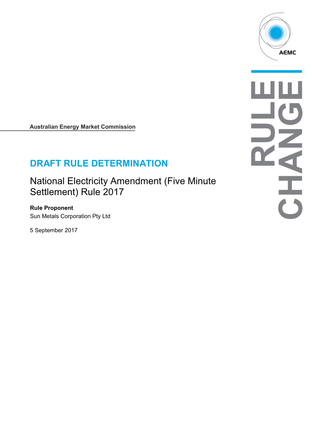 Draft Determination, 5 September 2017, Sydney