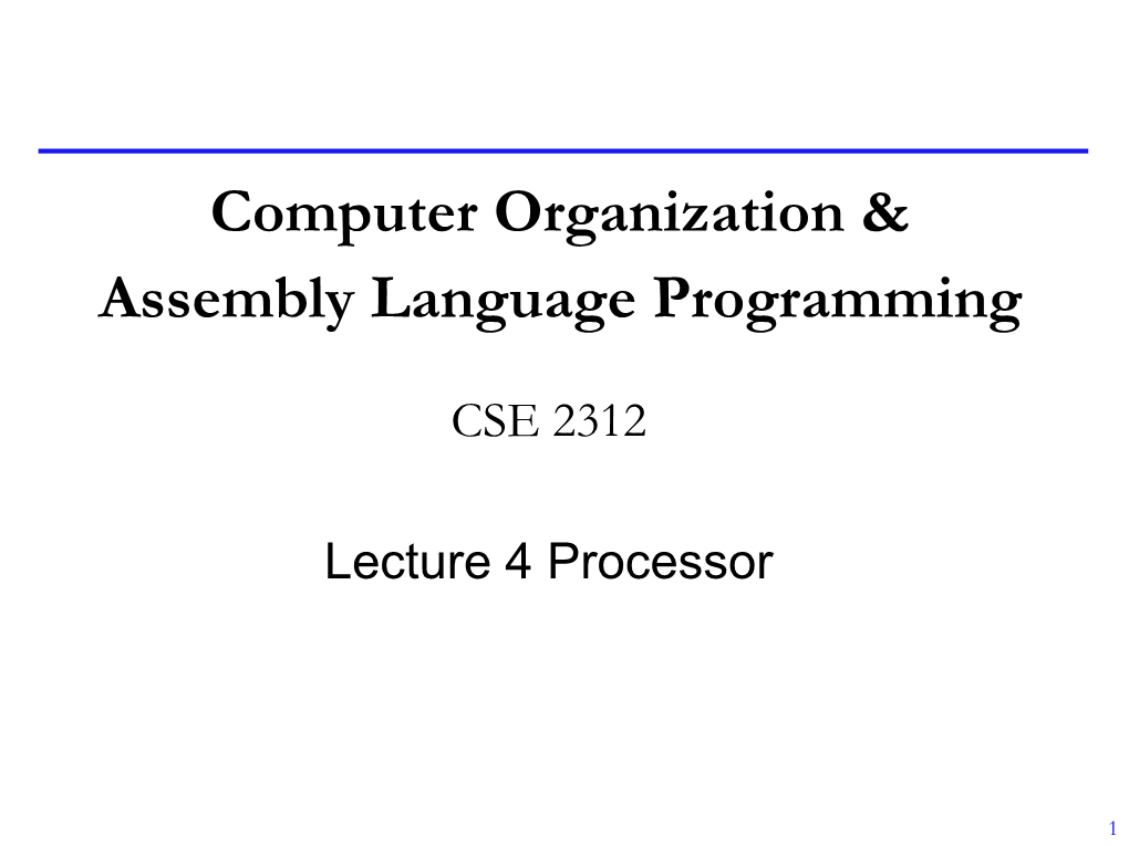 Lecture 4 Processor