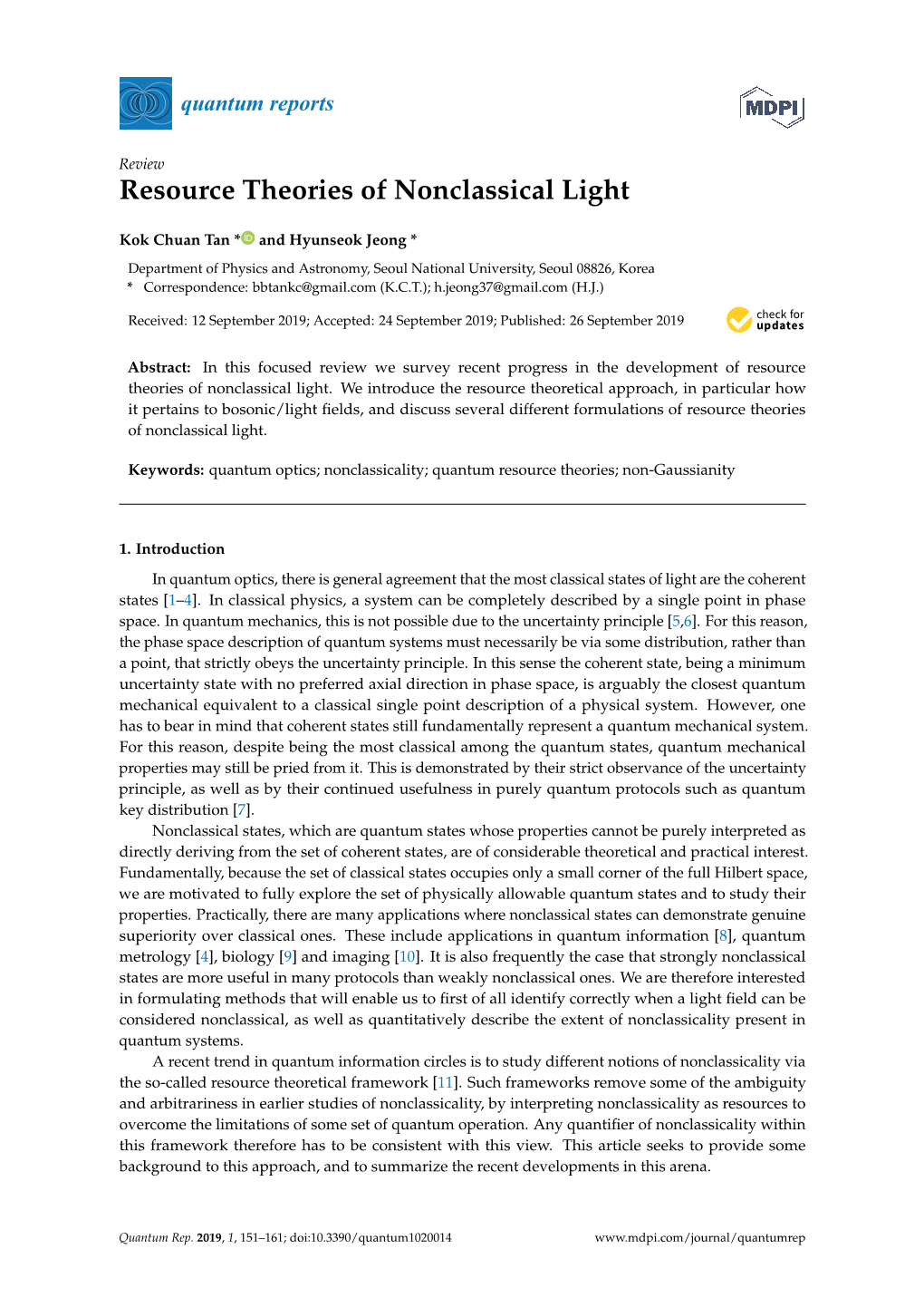 Resource Theories of Nonclassical Light