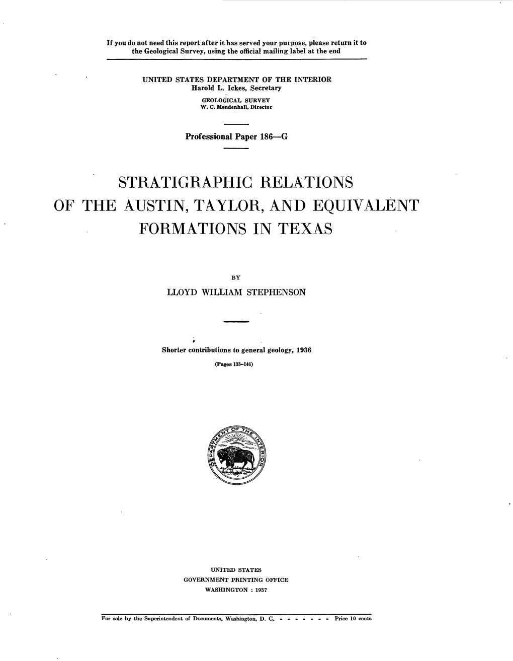 Stratigraphig Relations Formations in Texas