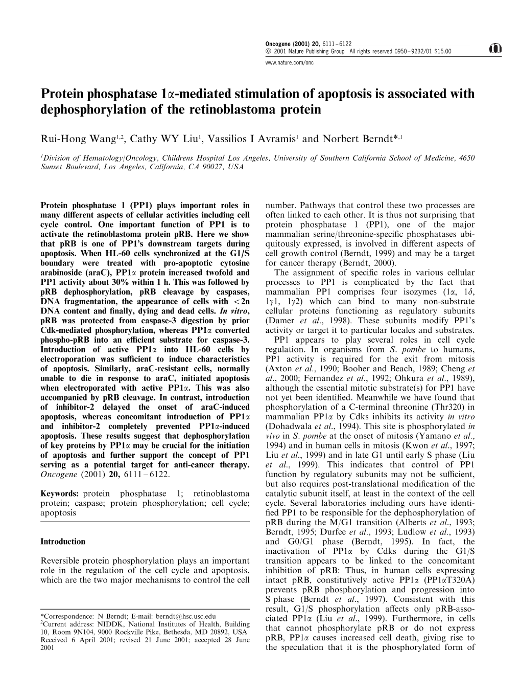 Protein Phosphatase 1A-Mediated Stimulation of Apoptosis Is Associated with Dephosphorylation of the Retinoblastoma Protein