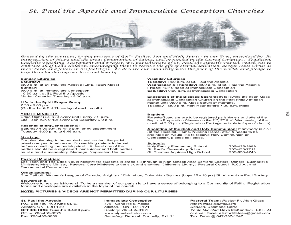 St. Paul the Apostle and Immaculate Conception Churches BARRISTERS & SOLICITORS FUNERAL CENTRE LTD FUNERAL HOME Est