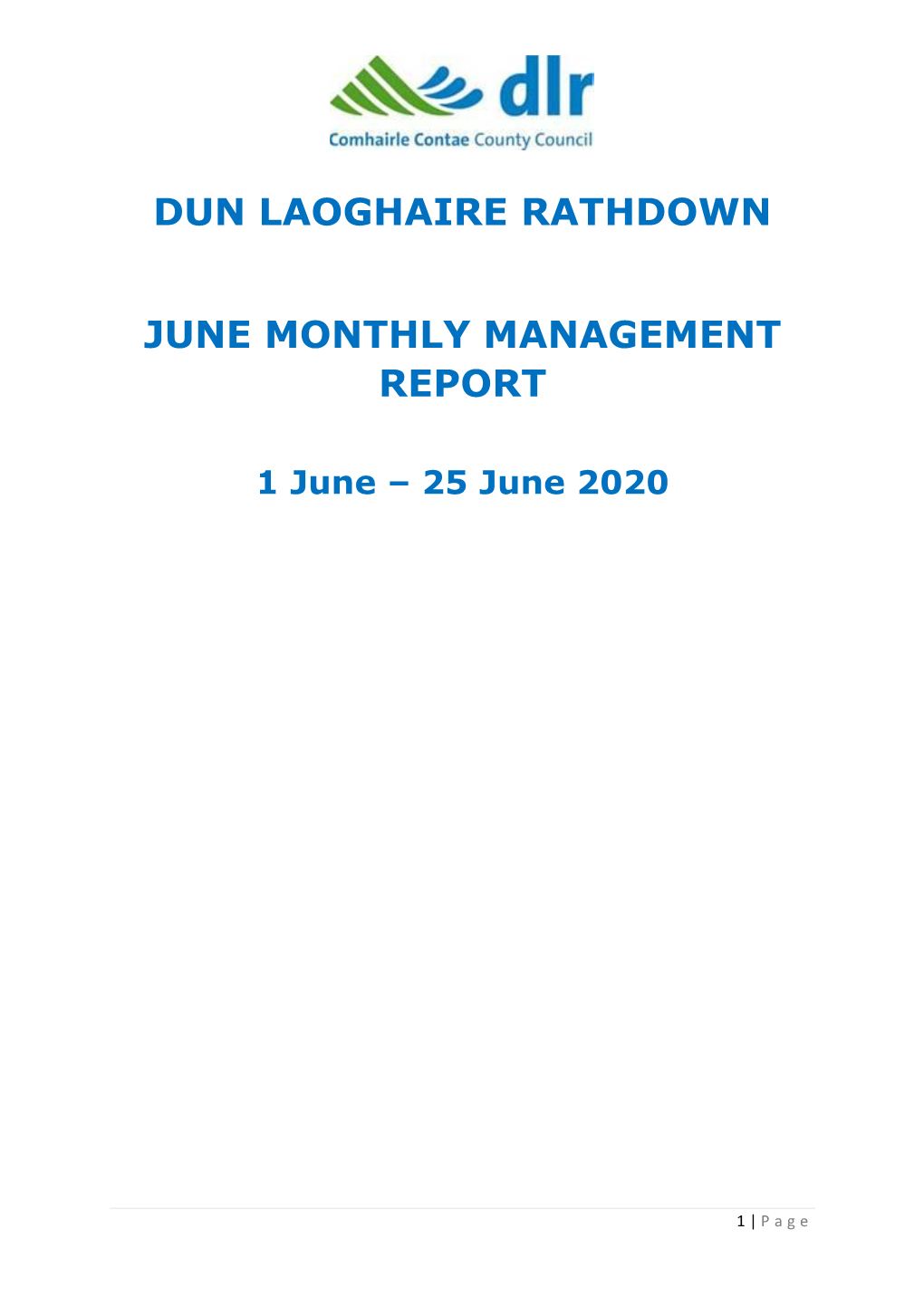 June 2020 Monthly Management Report