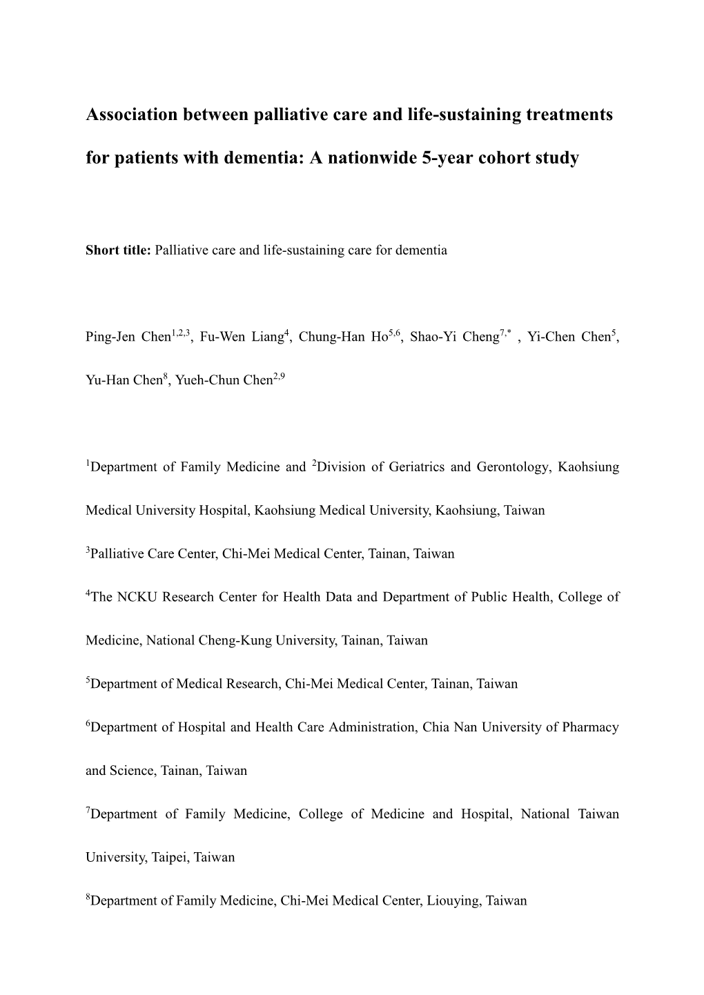 Association Between Palliative Care and Life-Sustaining Treatments for Patients with Dementia: a Nationwide 5-Year Cohort Study