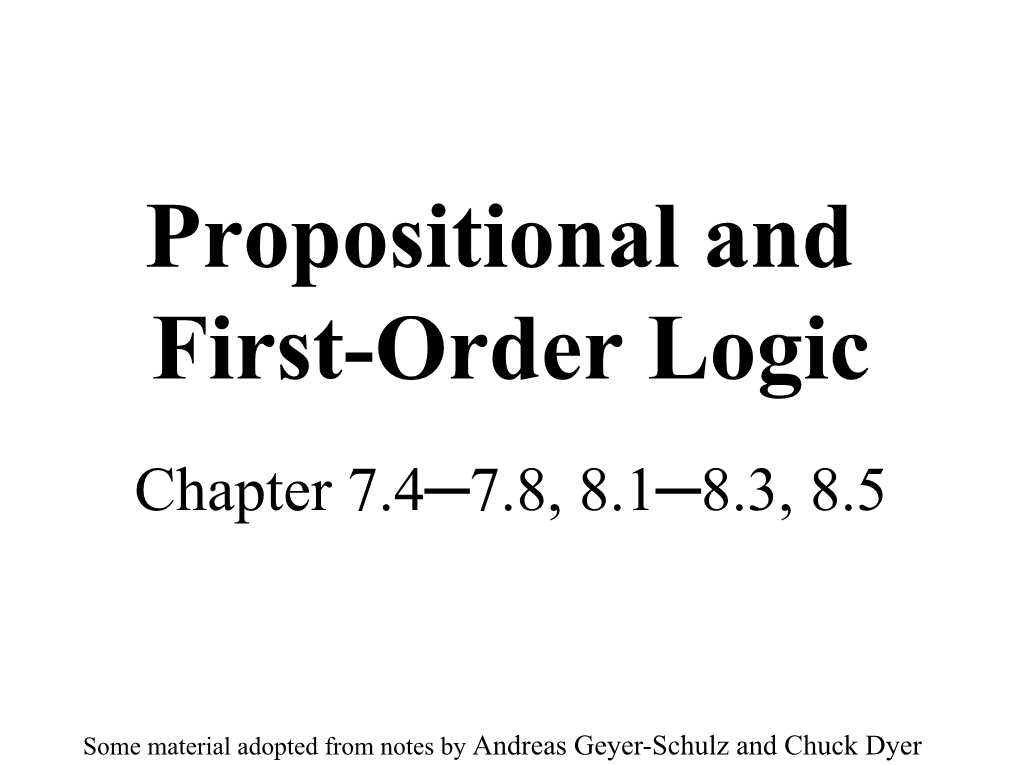 Propositional and First-Order Logic