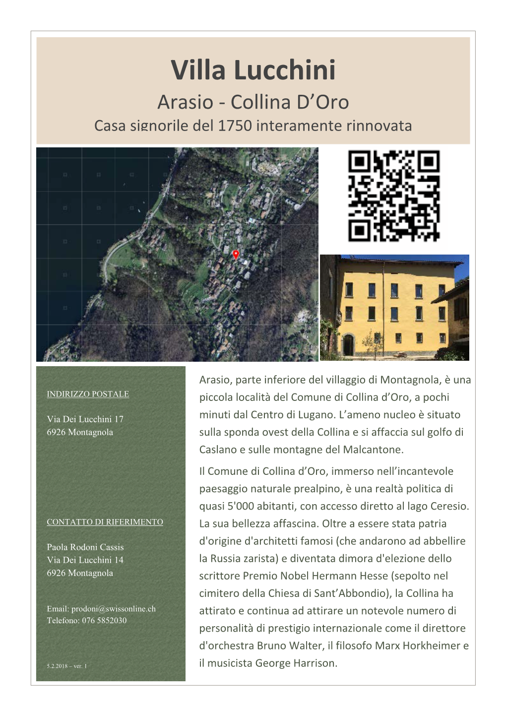 Villa Lucchini Arasio - Collina D’Oro Casa Signorile Del 1750 Interamente Rinnovata