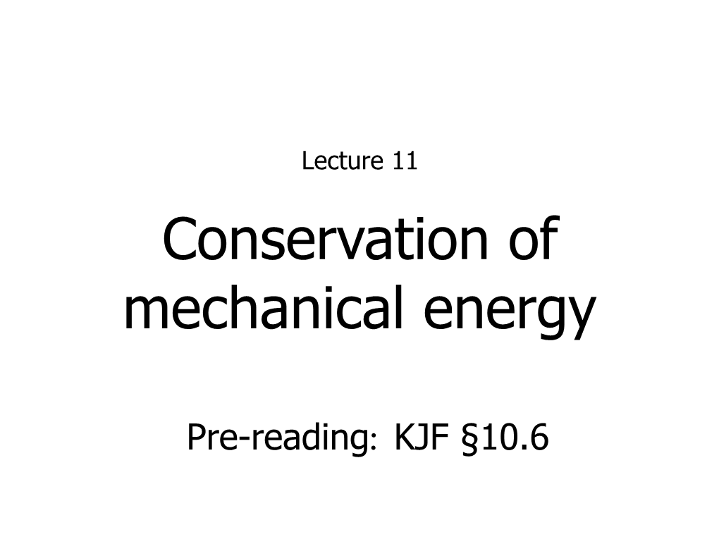 Conservation of Mechanical Energy