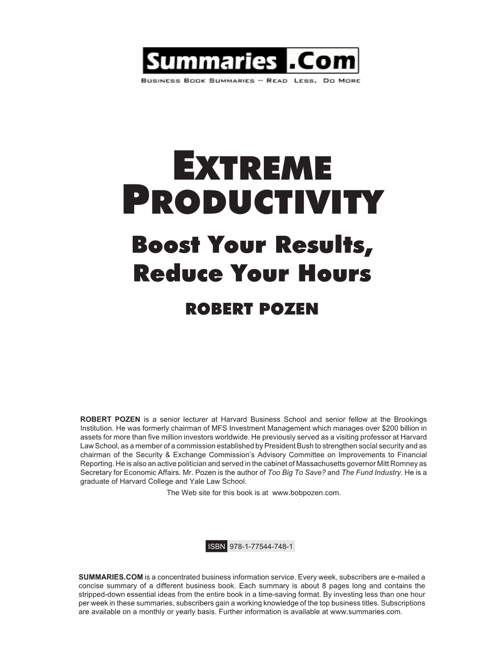"Extreme Productivity" by Robert Pozen