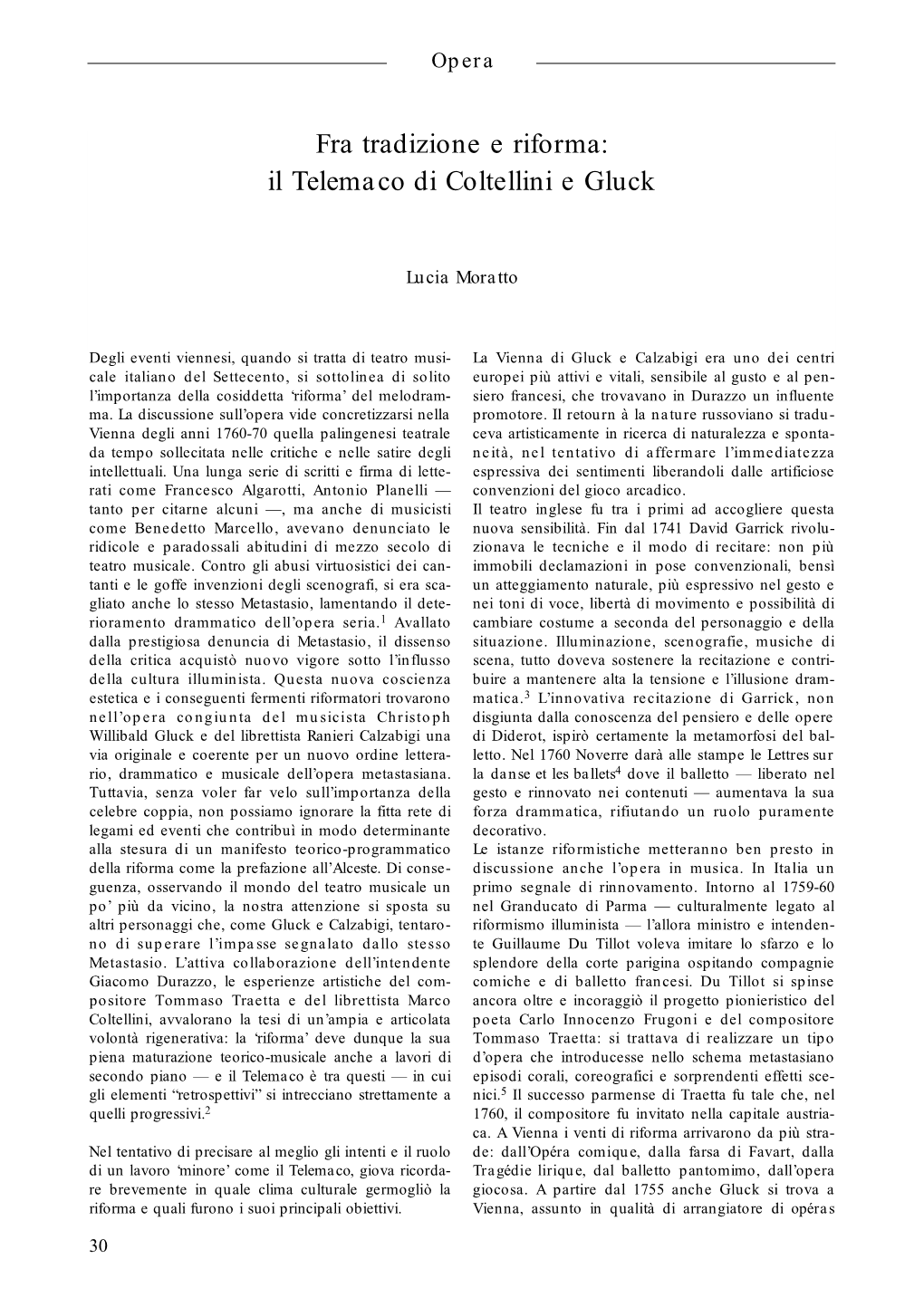 Fra Tradizione E Riforma: Il Telemaco Di Coltellini E Gluck